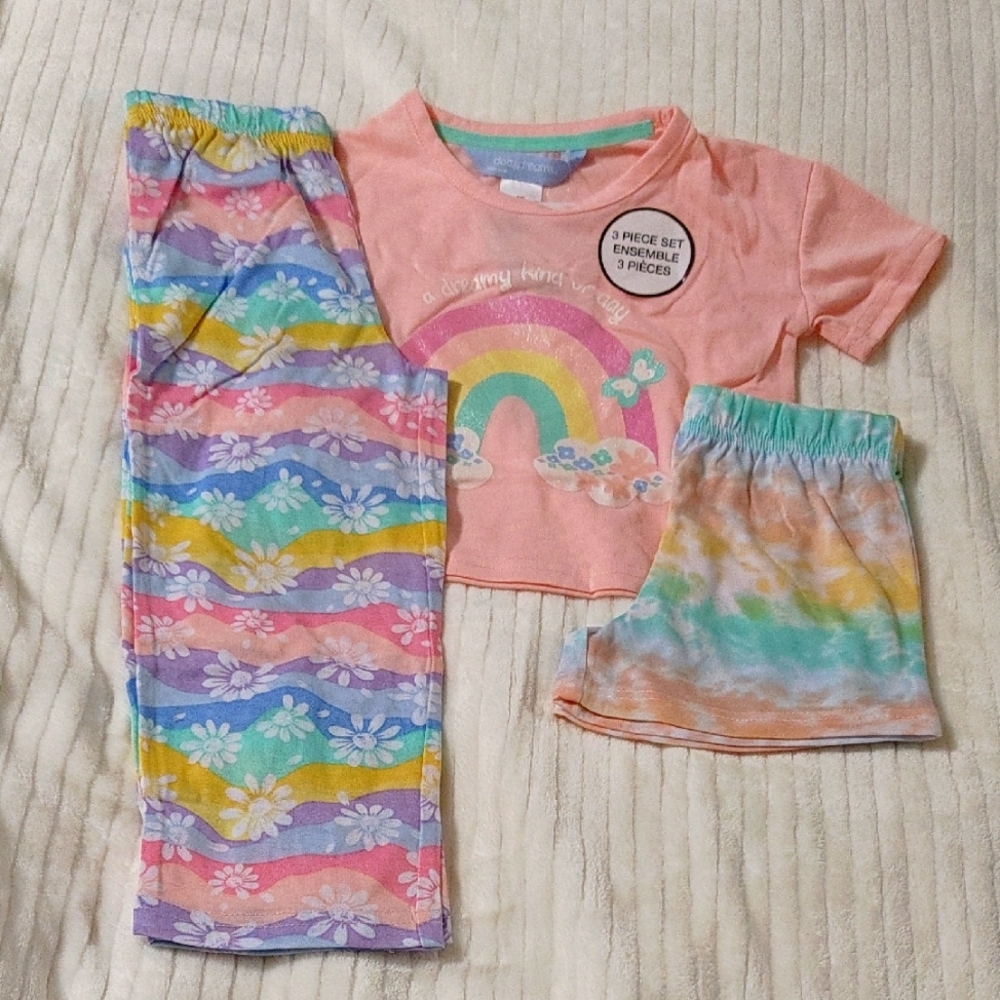 Dots & Dreams Toddler Pink And Colorful Pajama Set Size 3T NWT.